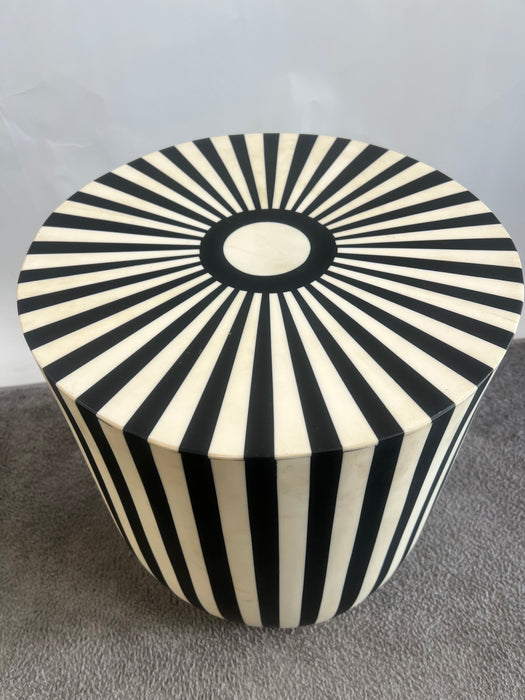 Art Deco Style Black and White Resin Side, End Table or Stool, a Pair