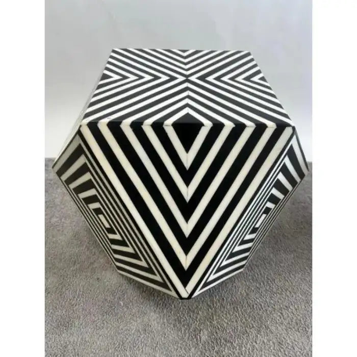 Art Deco Style Sculptural Resin Black & White Pedestal , Side End Table or Stool