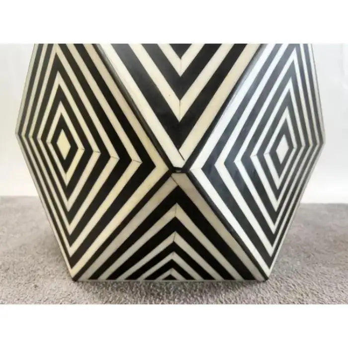 Art Deco Style Sculptural Resin Black & White Pedestal , Side End Table or Stool