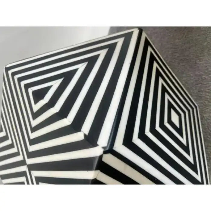Art Deco Style Sculptural Resin Black & White Pedestal , Side End Table or Stool