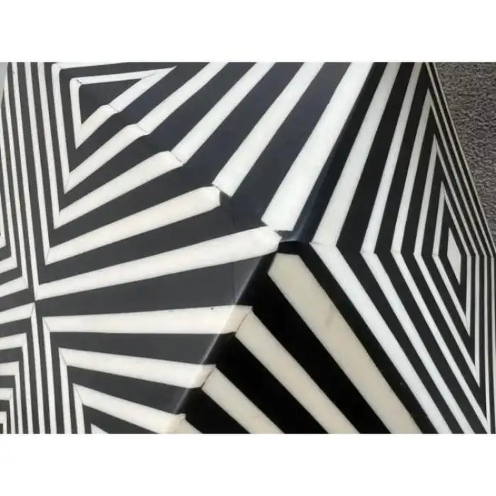 Art Deco Style Sculptural Resin Black & White Pedestal , Side End Table or Stool