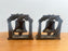 Medieval Antique Cast Bronze Mission Bell Sculpture Bookend, a Pair