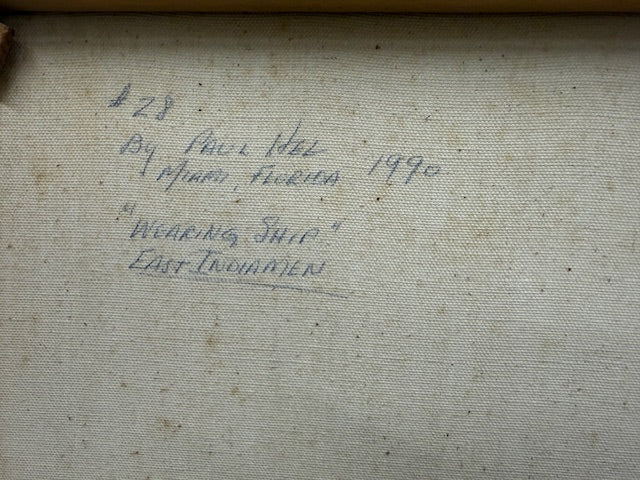 Paul R. Hee Maritime Scene " Wearing Ship Oil Painting on Canvas Signed & Framed 1950's