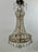 Vintage French Empire Style Gilt Bronze & Tiered Crystal & Beads Chandelier