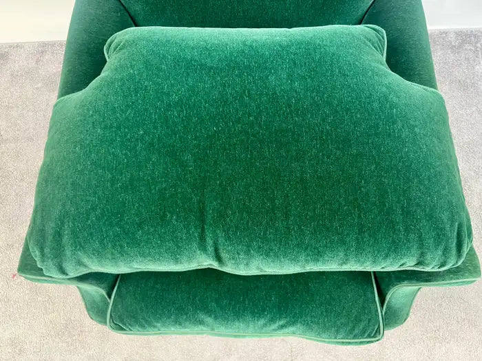 Hollywood Regency Style Custom Overstuffed Emerald Velvet Armchair