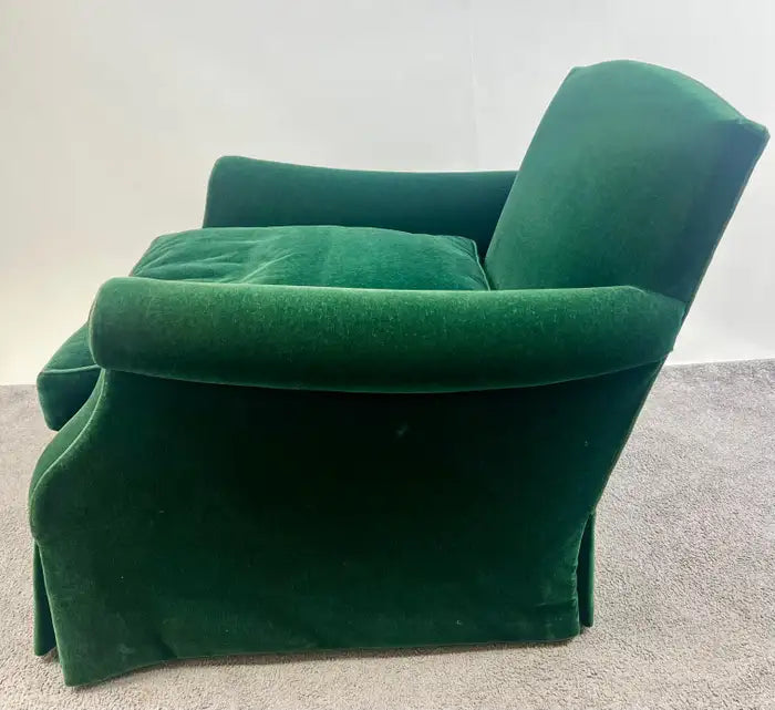 Hollywood Regency Style Custom Overstuffed Emerald Velvet Armchair