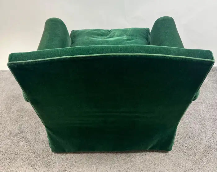 Hollywood Regency Style Custom Overstuffed Emerald Velvet Armchair