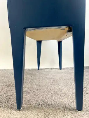 Modern Farmhouse Blue Solid Pin with Silver-Tone Mesh Doors Server or Cabinet