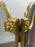 Vintage French Provincial Louis XVI Style Brass Trifold Mesh Screen Fireplace