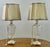 Vintage Neoclassical Style Frosted Glass Urn Table Lamps, Silver Base, a Pair