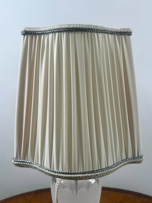Vintage Neoclassical Style Frosted Glass Urn Table Lamps, Silver Base, a Pair