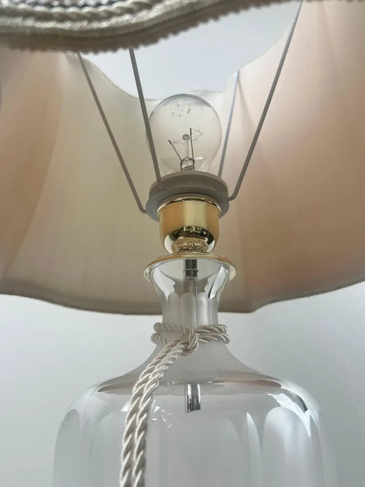 Vintage Neoclassical Style Frosted Glass Urn Table Lamps, Silver Base, a Pair