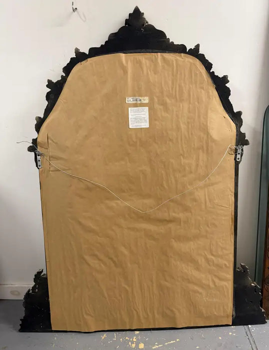 Neoclassical Revival Champagne Gold Large Mirror with Urn and Floral Pediment