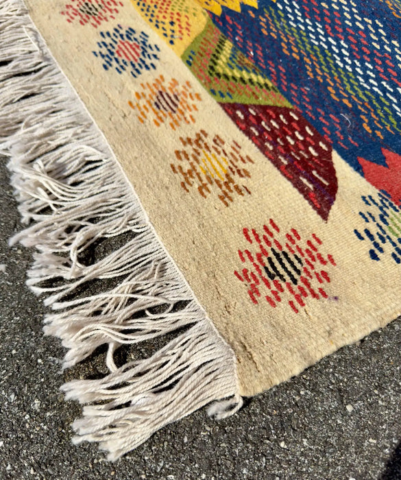 Handwoven Vintage Moroccan Rug in Wool with Organic Multi-Color Dye