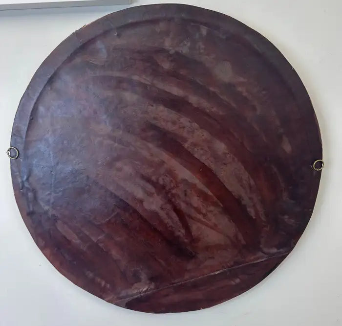 Art Deco Style Handmade White & Black with Brass Inlay Round Mirror, a Pair
