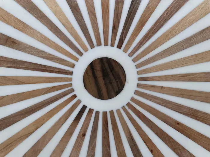 Art Deco Style Brown & White Cylindrical Walnut Resin End Table or Stool, a Pair