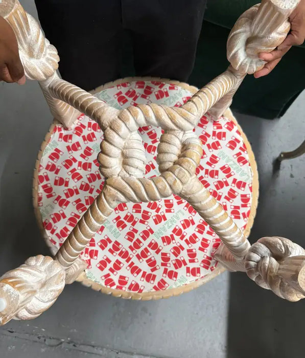 French Napoleon III Style Faux Rope Stool or Ottoman by Cugini Lanzani