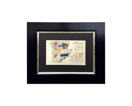 Jean-Michel Basquiat Neo Expressionist "Poedi" Color Plate Lithograph, Framed 1984