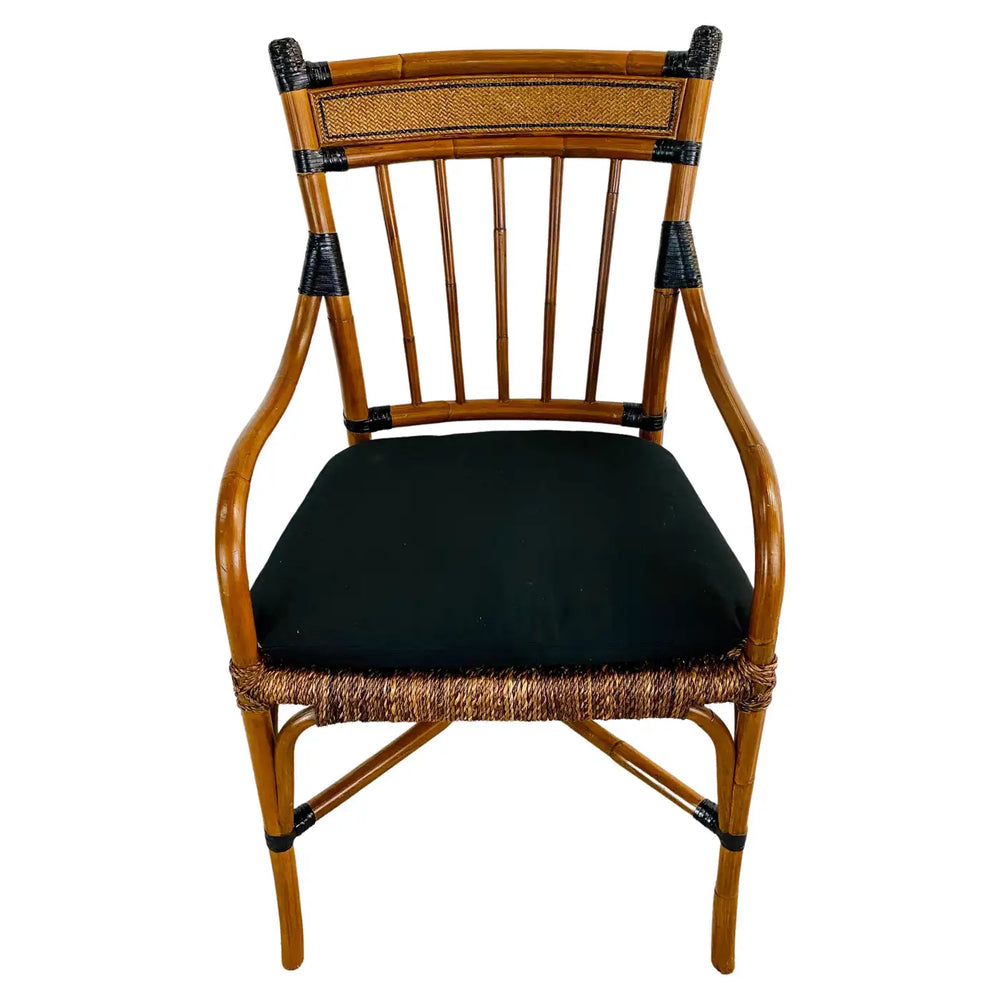 Mid Century Boho Chic Faux Bamboo Rattan Chair