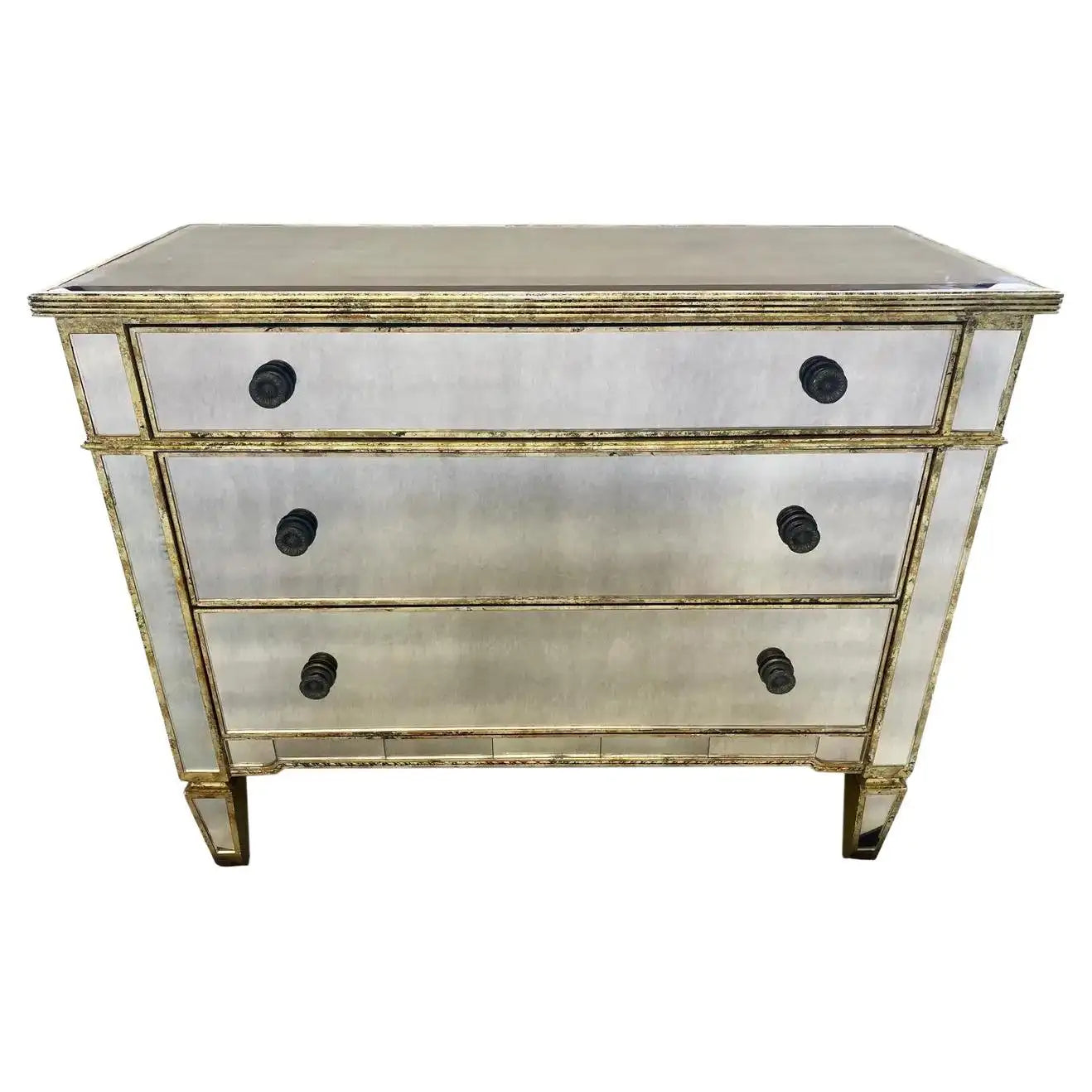 Hollywood Regency Style Distressed Mirrored Commode, Dresser or Chest Hollywood Regency Style Distressed Mirrored Commode, Dresser or Chest