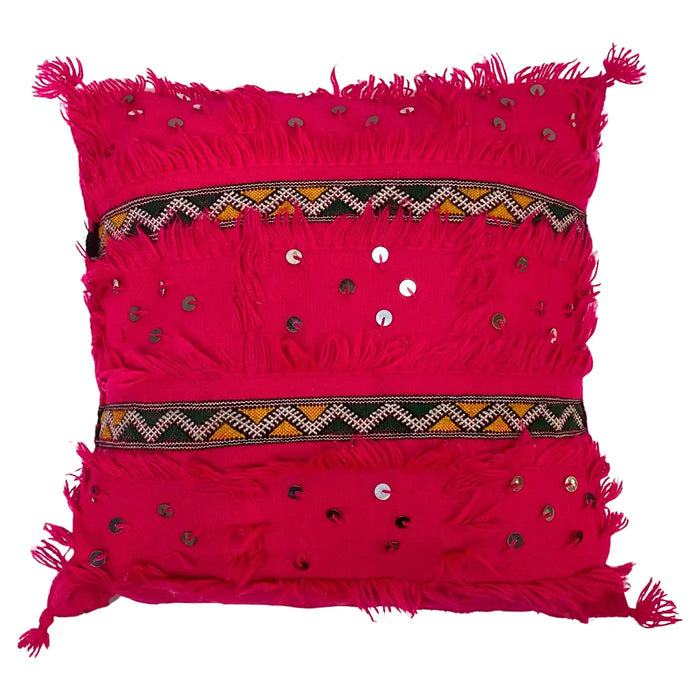 Boho Chic Style Moroccan Pink Wedding Pillow, a Pair