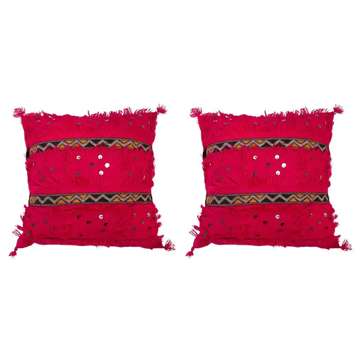 Boho Chic Style Moroccan Pink Wedding Pillow, a Pair