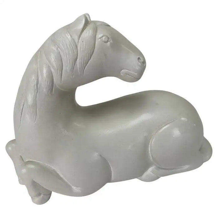 Equestrian White Horse Statue Clay Sculpture