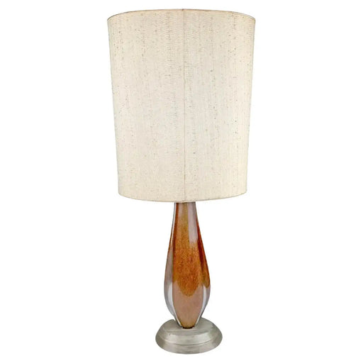 Mid Century Modern Gold Art Glass Table Lamp with Custom Shade