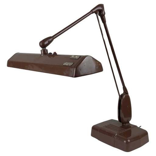 Mid Century Industrial Floating Brown Metal Desk Lamp by Dazor, Signed