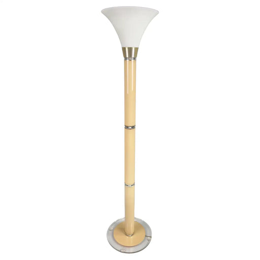 MCM Torchiere Frosted White Glass & Lucite Floor Lamp after Karl Springer