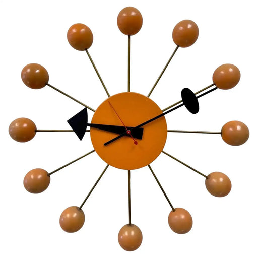 Rare Mid Century Modern George Nelson Orange Ball Clock Model 4755