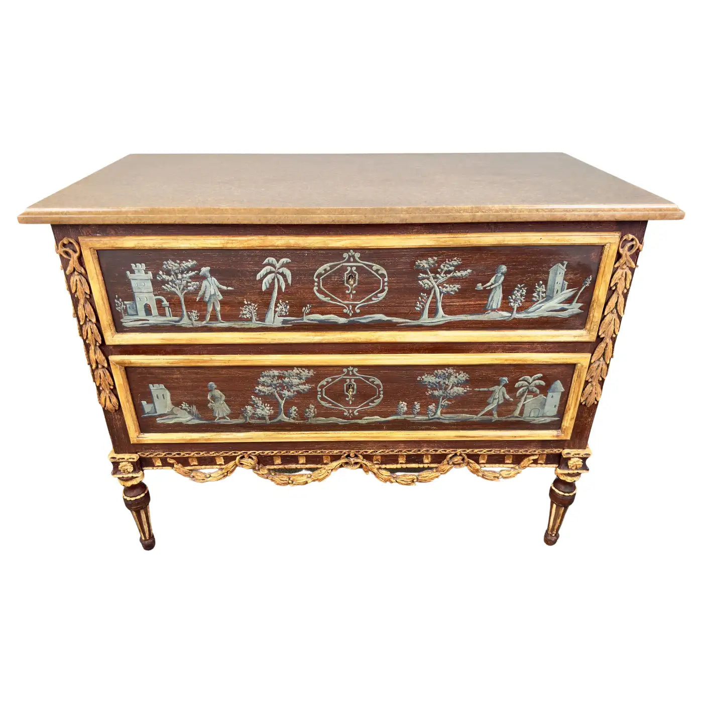 An Italian Neoclassical Style Painted Two Drawer Commode