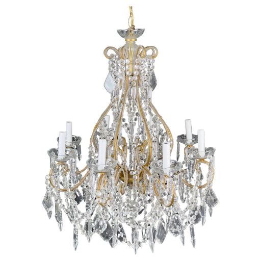 French Louis XV Marie Therese Style Cut Crystal Chandelier, 8 Arms