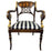 Italian Regency Style Side Chair, Ebonized with Gold Finish & Stripe upholstery