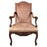 French Louis XV Style Mahogany Armchair with Embossed Salmon Pink Leather