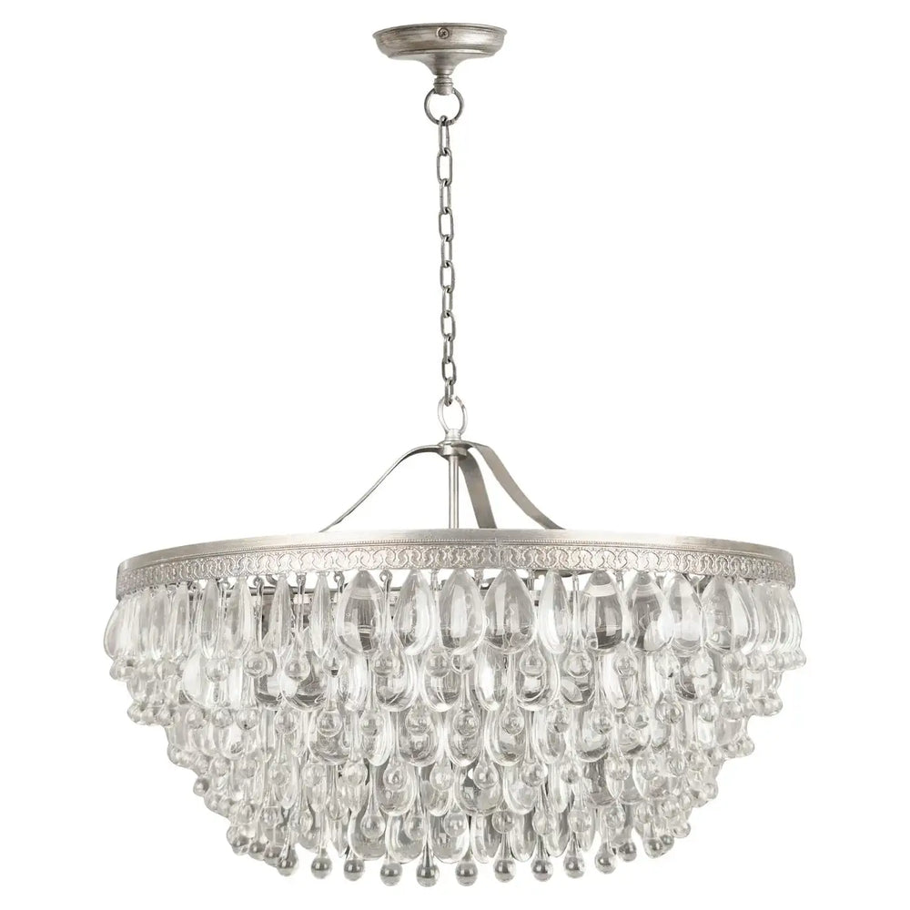 Hollywood Regency Style Circular Cascade Design Crystal Chandelier