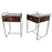 Mid-Century Modern Macassar Zebra Design & Iron Nightstand or End Table, a Pair