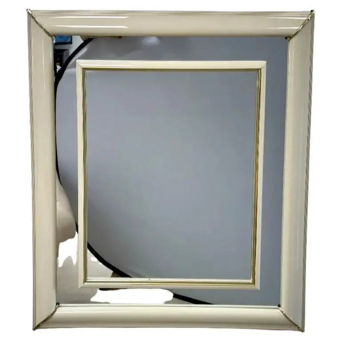 Karl Springer Style Mid-Century Modern Lacquered Beige Frame Wall Mirror