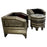 Paul Evans Style Brutalist Handmade Brass & Leather Lounge Chair, a Pair