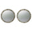 Art Deco Style Handmade White & Black with Brass Inlay Round Mirror, a Pair