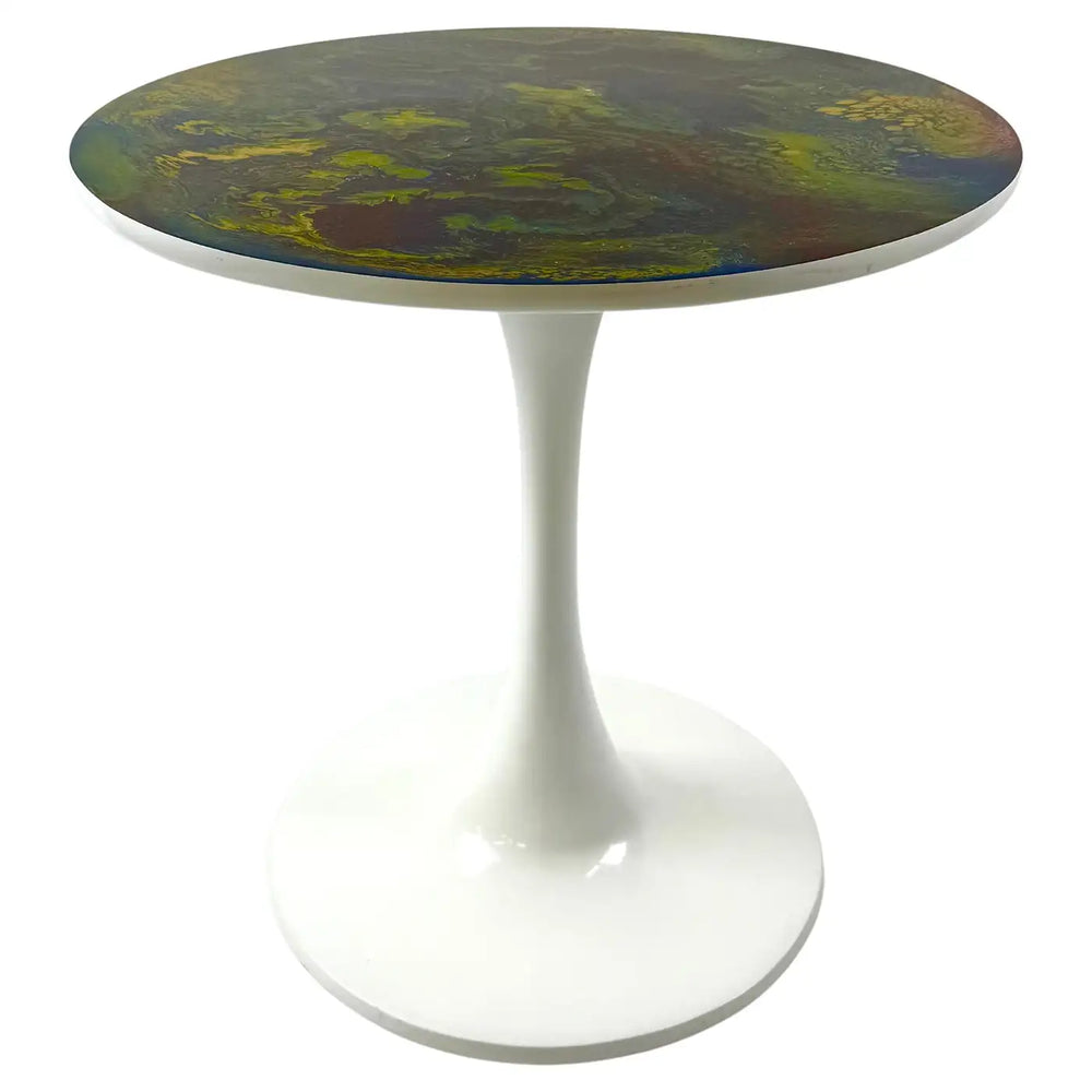 Eero Saarinen MCM Style Tulip Dining or Center Table with Epoxy Resin Design Top