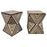 Art Deco Style Sculptural White & walnut Resin Side or End Table, a Pair