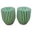 Art Deco Style Green & White Cylindrical Resin Side, End Table or Stool, a Pair
