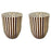 Art Deco Style Brown & White Cylindrical Walnut Resin End Table or Stool, a Pair