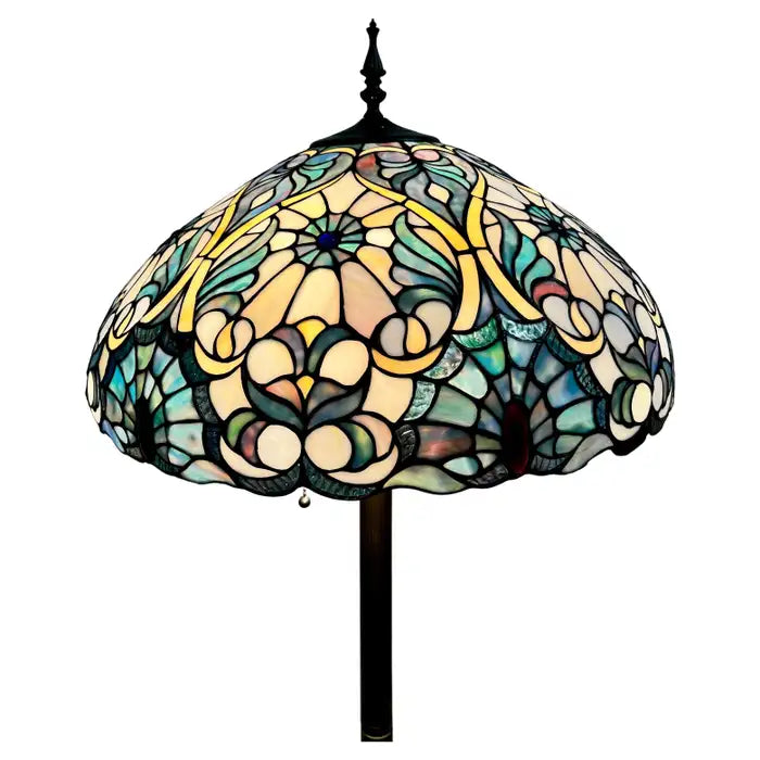 Art Nouveau Tiffany Sale Blue Stained Glass Dome Shaped Shade Floor Lamp