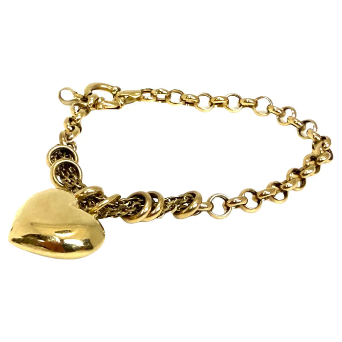 Tiffany-Style 18K Gold Heart Charm Bracelet