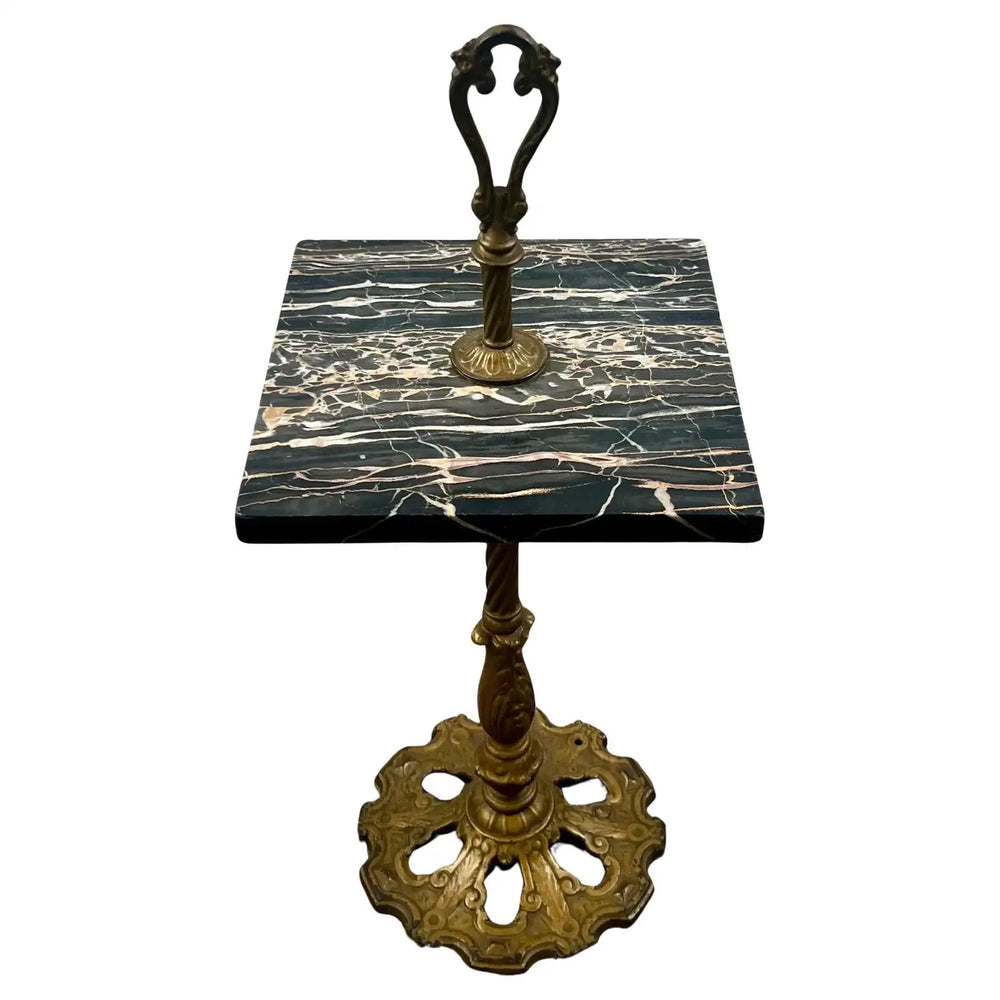 Art Nouveau Marble Top and Brass Smoking or Side Table