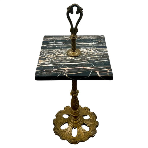 Art Nouveau Marble Top and Brass Smoking or Side Table
