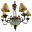 French Empire Style Brass & Etched Cut Glass Center Globe Chandelier - 6 Arms