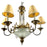 French Empire Style Brass & Etched Cut Glass Center Globe Chandelier - 6 Arms